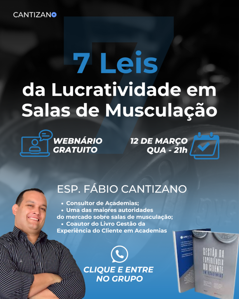 Divulgação do Webnário 7 Leis da Lucratividade em Salas de Musculação